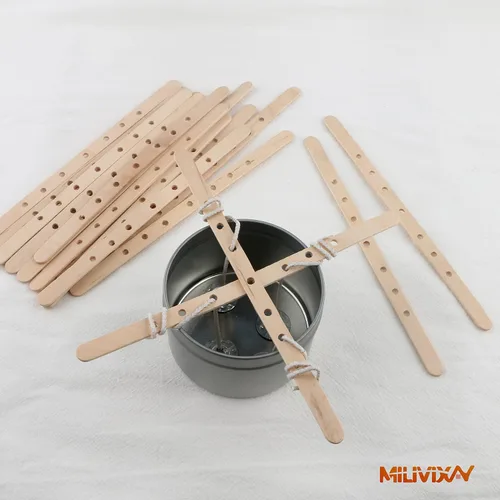 Vista 6 de MILIVIXAY 100 soportes de mecha de madera, dispositivo de centrado de mechas de vela para velas grandes y multimecha.