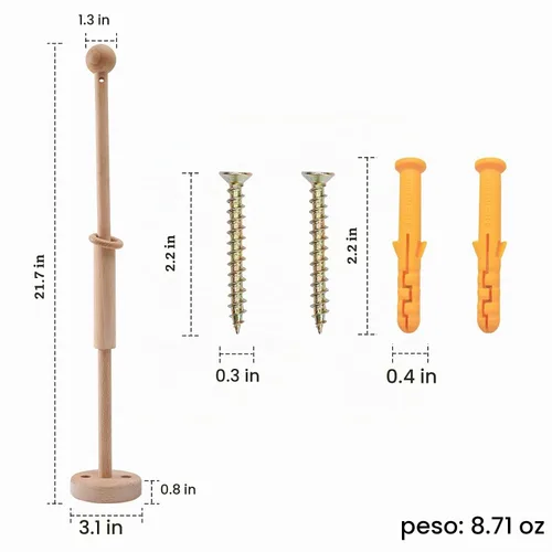 Vista 6 de Brazo de madera móvil para cuna, 21.6 pulgadas, montado en la pared, adecuado para todos los móviles, soporte de pared de haya 100% natural Brazo