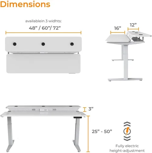 Vista 3 de VERSADESK Escritorio eléctrico de pie de 48 pulgadas, escritorio de pie ajustable en altura de grado comercial, escritorio ergonómico para negro