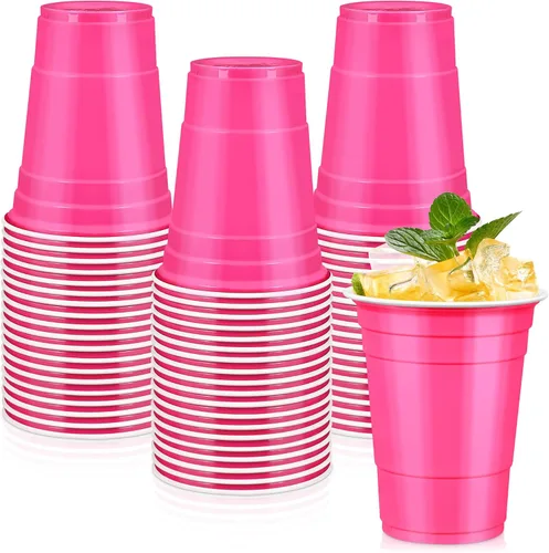 Vista 12 de LANLISA 50 vasos de plástico negros, vasos desechables de 16 onzas, tazas para beber para suministros de fiesta