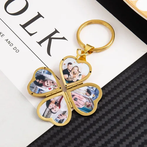 Vista 6 de Llavero personalizado con foto, llavero personalizado con medallón de imagen, llavero de regalo para novio y novia
