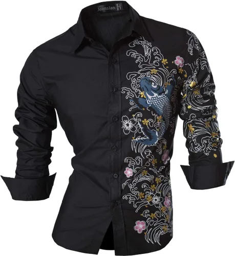 Vista 125 de jeansian - Camisas de manga larga de ajuste entallado para hombre (8397), con botones, informales y de vestir.