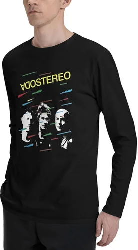 Vista 5 de ABOORA Soda Music And Stereo - Camiseta unisex de manga larga para hombre, cuello redondo, color negro