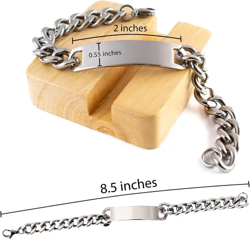 Vista 2 de Pulsera de acero inoxidable con cadena cubana a mi hermana no biológica, te prometo que siempre estaré en uno de los tres lugares, el mejor regalo