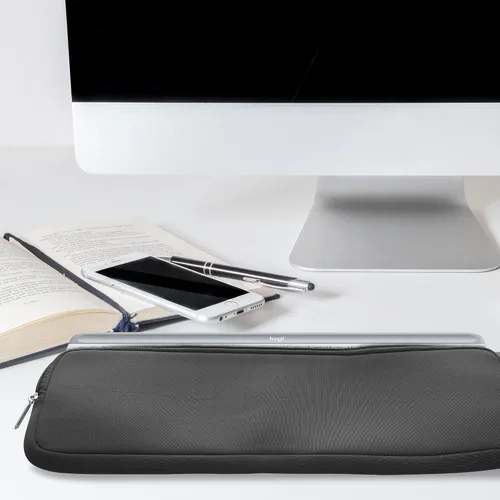 Vista 2 de kwmobile Funda de neopreno compatible con Logitech MK470, funda para teclado suave de viaje, color gris