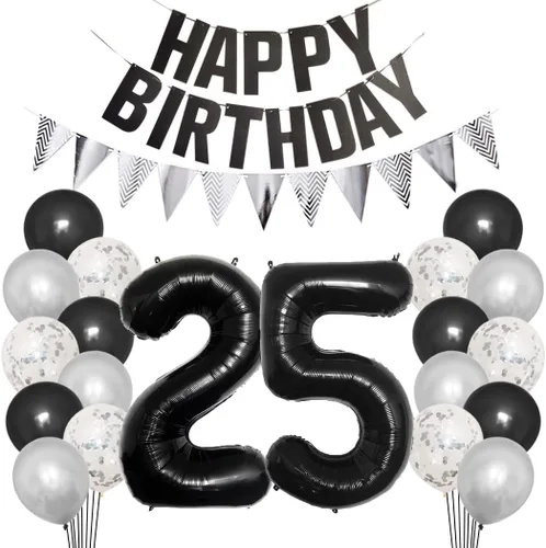 Vista 11 de Juego de decoraciones de fiesta de cumpleaños número 15 para niñas, niños, mujeres y hombres, pancarta negra con letras de feliz cumpleaños