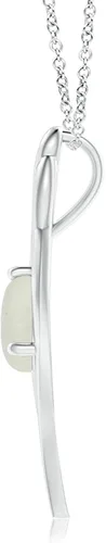 Vista 2 de Angara Collar con colgante de solitario de piedra lunar natural para mujeres, niñas en oro macizo de 14 quilates, plata de ley Regalo de joyería