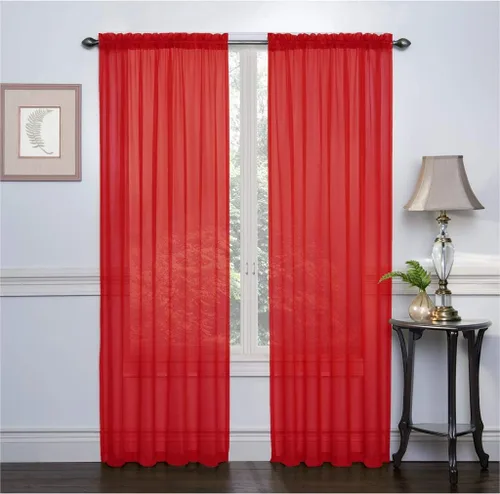 Vista 5 de RUTHYS TEXTILE 2 paneles de cortinas transparentes de gasa con bolsillo para barra, para dormitorio y sala de estar, 54 x 84 pulgadas de largo