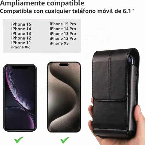 Vista 2 de Funda de cuero para teléfono con tarjetero y soporte para tarjetas, compatible con iPhone 15, 15 Pro, 14, 14 Pro, 13, 13 Pro, 12, 12 Pro, 11, 11
