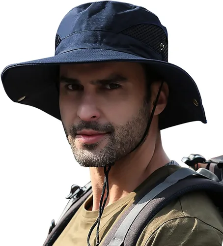 Vista 9 de Sun Hats for Men Women UPF 50+ Wide Brim Bucket Hat Waterproof Packable Cowboy Hat for Fishing Beach Safari Gardening Golf
