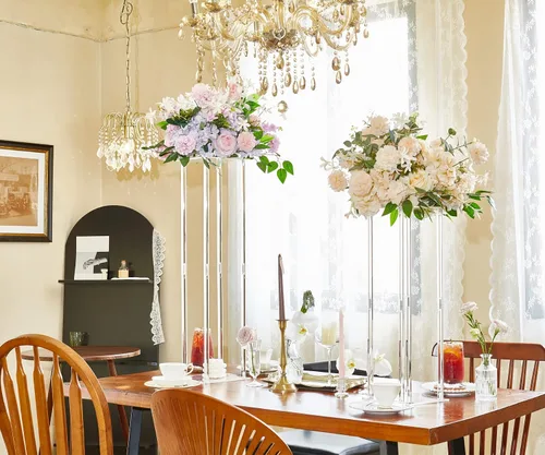 Vista 2 de 2 piezas de jarrones de acrílico transparente para mesas de boda, elevadores de flores de 31.5 pulgadas para columnas de exhibición, soporte
