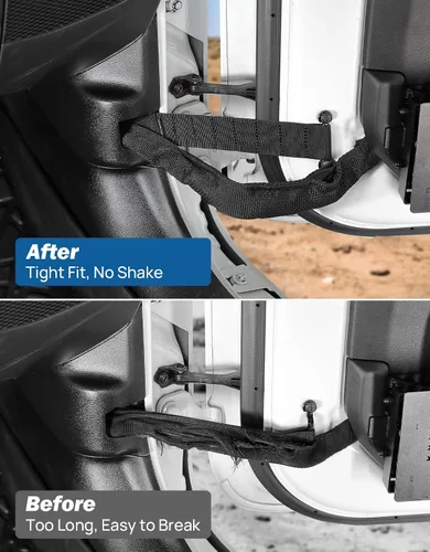 Vista 2 de JOYTUTUS Correas de limitación de puerta compatibles con Wrangler, paquete de 2 correas de control de limitación de puerta ajustables resistentes