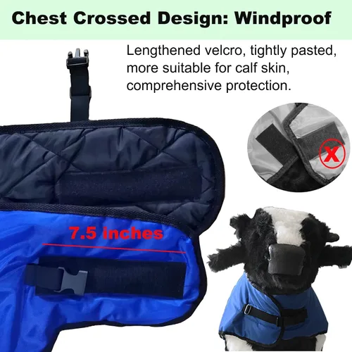 Vista 4 de Manta de pantorrilla, ropa cálida para pantorrillas, abrigo protector de pantorrillas, manta de cabra de oveja, para mantener a las vacas, cabras