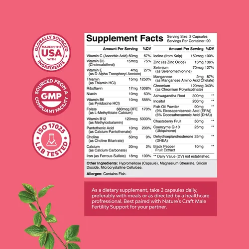 Vista 3 de Suplemento de fertilidad femenina con multivitaminas prenatales – Apoyo de fertilidad con colina prenatal, inositol, folato y mezcla de fertilidad