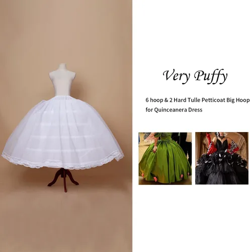 Vista 7 de BBSET Falda de crinolina hinchada de tul para mujer, con 6 argolla y 2 bolsillos, falda larga para quinceañera, boda, vestido de novia, vestido