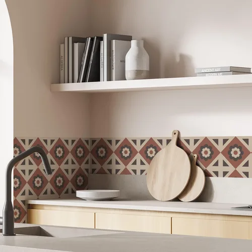 Vista 41 de Alwayspon 12 calcomanías de azulejos de pared retro florales mate para transferir, despegar y pegar, calcomanías de vinilo autoadhesivas