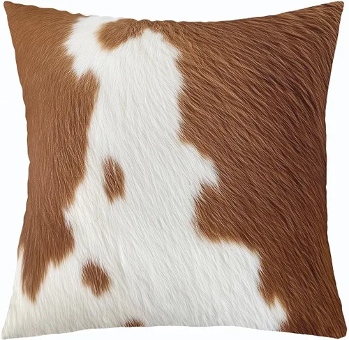 Vista 8 de Funda de almohada de piel de vaca, con bandera estadounidense, ciervos, cuernos de caza, para decoración del hogar, sala de estar, funda de cojín