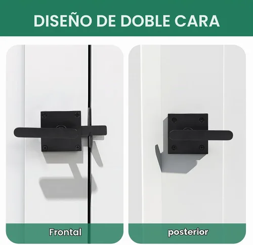 Vista 5 de JUBEST Pestillo de Puerta de Doble Lado, Pestillo de Puerta Batiente de Servicio Pesado, Herrajes de Puerta para Entrada Izquierda, Cerca Exterior