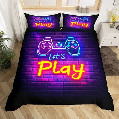 Vista 11 de Erosebridal - Ropa de cama para adolescentes y niños, estampado de control de videojuegos, funda de edredón tamaño individual, 2 piezas con 1 funda