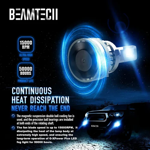 Vista 5 de BEAMTECH Bombillas H4, chips G-XP Canbus Ready 600% más brillantes 6500K luz blanca Bombillas H4/9003, paquete de 2