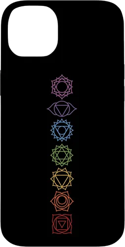 Vista 15 de Funda para iPhone 13 Pro Max, regalo espiritual Zen Rainbow Chakras alineados para amantes del yoga