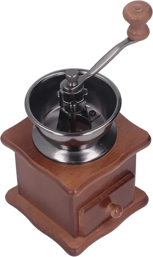 Vista 9 de Oumefar Molinillo de café manual, fácil de operar, molinillo de café manual, base de madera retro, núcleo de acero inoxidable, ajustable