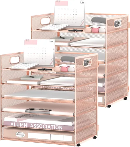 Vista 18 de Daltack Organizador de papel de 6 niveles para escritorio, organizador de bandejas de papel para escritorios, organizadores de archivos de Negro