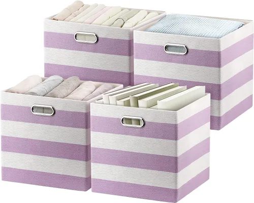 Vista 11 de Posprica - Cestas organizadoras de almacenamiento, 11×11 cubos plegables de almacenamiento de tela con cajones para guarderías, oficinas, armarios