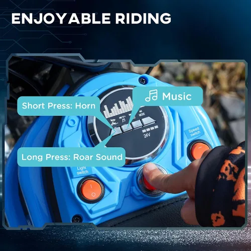 Vista 6 de Aosom Bicicleta Eléctrica de Tierra con Acelerador de Puño Giratorio, 24V 350W Motocicleta Eléctrica Todoterreno, Hasta 15 MPH con Freno, Bocina