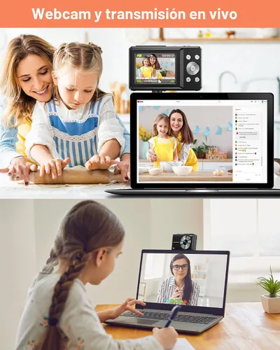 Vista 5 de Cámara digital, la última cámara digital FHD 1080P para adolescentes con tarjeta SD, cámaras antisacudidas y disparos, cámaras portátiles con zoom