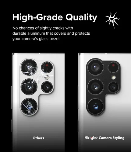 Vista 3 de Ringke Estilo de cámara compatible con Samsung Galaxy S22 Ultra 5G Protector de lente de cámara, marco de aluminio, adhesivo protector resistente