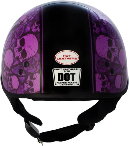 Vista 6 de Hot Leathers HLD1039 - Ramo de calaveras moradas y negro brillante avanzado DOT, unisex, con visera abatible, talla L