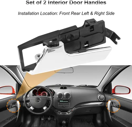 Vista 2 de Manija interior de la puerta del lado del pasajero del conductor para Chevy Aveo Aveo5 Pontiac G3