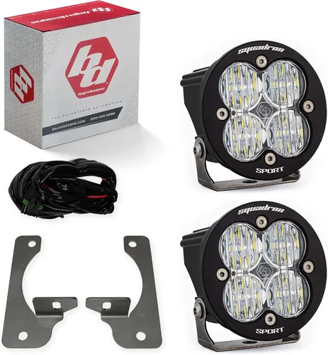 Vista 5 de Kit de luces LED de niebla de bolsillo Baja Designs Squadron-R SAE compatible con Jeep Gladiator 2020-22; Wrangler JL 2018-22 parachoques OEM
