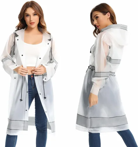Vista 3 de UNIQUEBELLA EVA Raincoat Waterproof Rain Poncho Reusable Unisex for Women Long Rain Cape