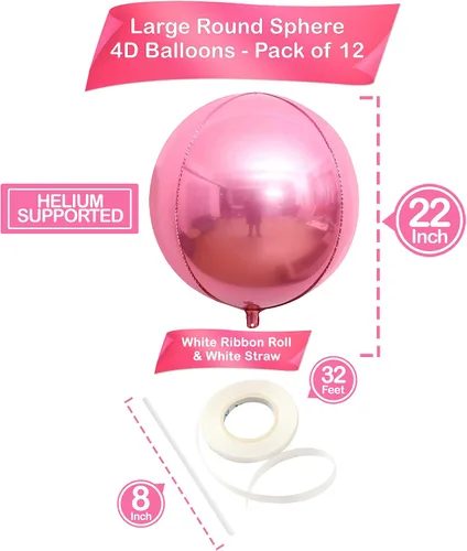 Vista 7 de KatchOn, Globos de aluminio plateados y rosados, 22 pulgadas, paquete de 24 unidades, globos metálicos rosados, decoraciones de fiesta rosadas