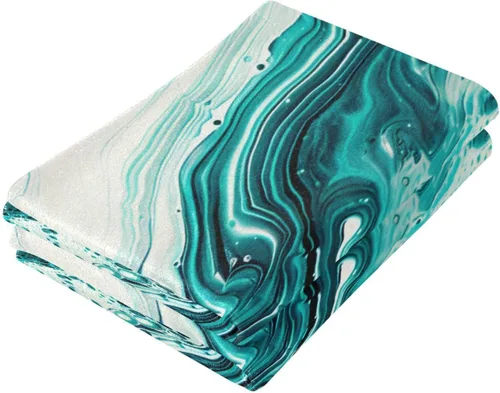 Vista 3 de ALAZA Juego de 2 toallas de mano de ágata dorada, suaves y absorbentes, decorativas, para baño, gimnasio, hotel, spa, 28 x 14 pulgadas