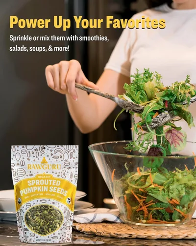 Vista 5 de RawGuru Semillas de calabaza germinadas orgánicas, semillas de calabaza para comer, 16 onzas, paquete de 2