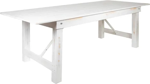 Vista 11 de Flash Furniture HERCULES - Mesa de granja plegable rectangular de pino macizo rústico antiguo de 8' x 40", color natural claro Grado comercial