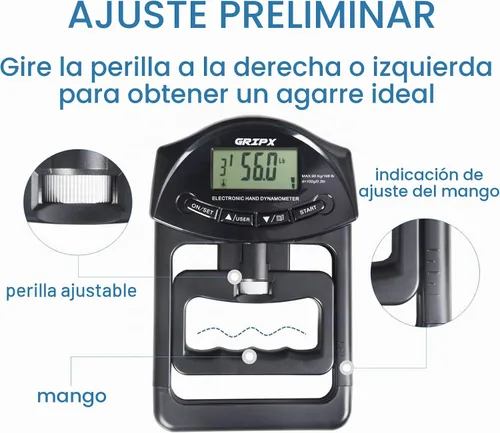 Vista 5 de Dinamómetro de mano digital medidor de fuerza de agarre Auto captura electrónica de poder de agarre manual 198 libras / 90 kilogramos