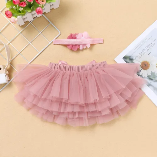 Vista 4 de Conjunto de ropa brillante para recién nacidas para niñas recién nacidas, mameluco de princesa + falda tutú + diadema de flores para sesión de fotos