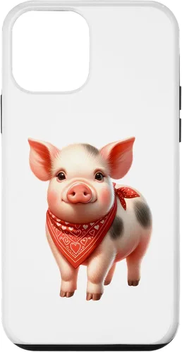 Vista 12 de iPhone 15 Cute Animal With Red Bandana - Nice Pig Lover Case