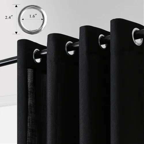 Vista 6 de Cortinas de lino negro para dormitorio y sala de estar de 84 pulgadas de largo, juego de 2 paneles, para habitación de niños, filtro de luz