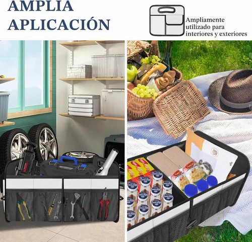 Vista 6 de Femuar Organizador de maletero de automóvil, organizador de almacenamiento de automóvil con gran capacidad, impermeable, plegable, organizador