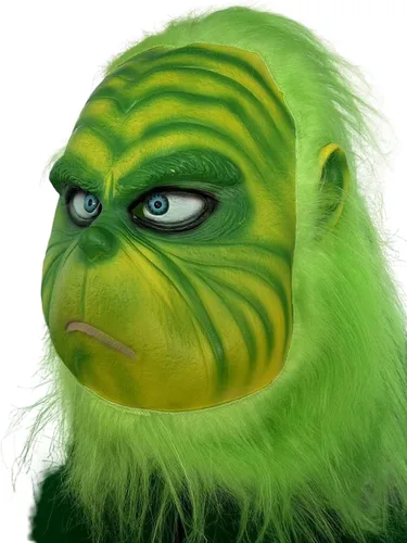 Vista 7 de ElatedVan Máscara de látex de monstruo verde de Navidad, disfraz realista para adultos accesorios de cosplay