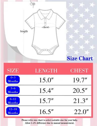 Vista 6 de COSLAND Body tipo polo de algodón para bebés y niños del 4 de julio