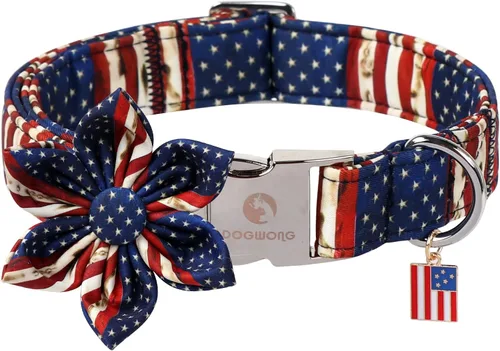 Vista 6 de DOGWONG Collar de otoño para perro con lazo, collar de moño para perro de Acción de Gracias, collar ajustable de algodón de otoño con hoja de arce