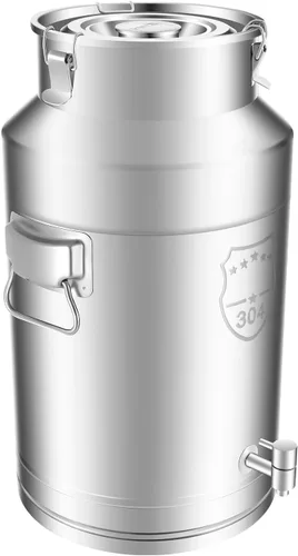 Vista 26 de Cubo de leche de acero inoxidable de 5 litros y 1.32 galones, cubo de vino con tapa sellada, resistente (5 l, sin grifo)