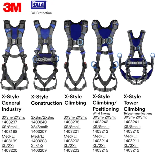 Vista 9 de 3M DBI-SALA ExoFit X300 X-Style - Arnés de seguridad para escalada en torre con eslinga de asiento rígido, acolchado de espalda y cadera, hebillas