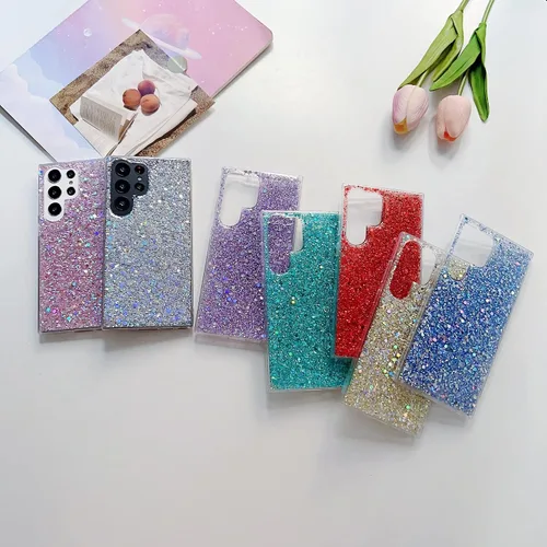 Vista 4 de Funda para Samsung Galaxy A13 5G a la moda para mujeres y niñas, diseño con purpurina brillante, delgada, bonita, brillante, elegante, suave